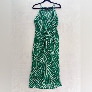 VIX Paula Hermanny Animal Print Coverup Faux Wrap Dress Green Size Small beach